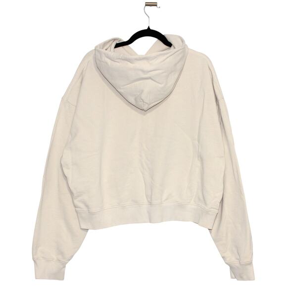 Sporty & Rich Upper East Side Cropped Hoodie Cream Logo Print Size XL - Picture 3 of 8